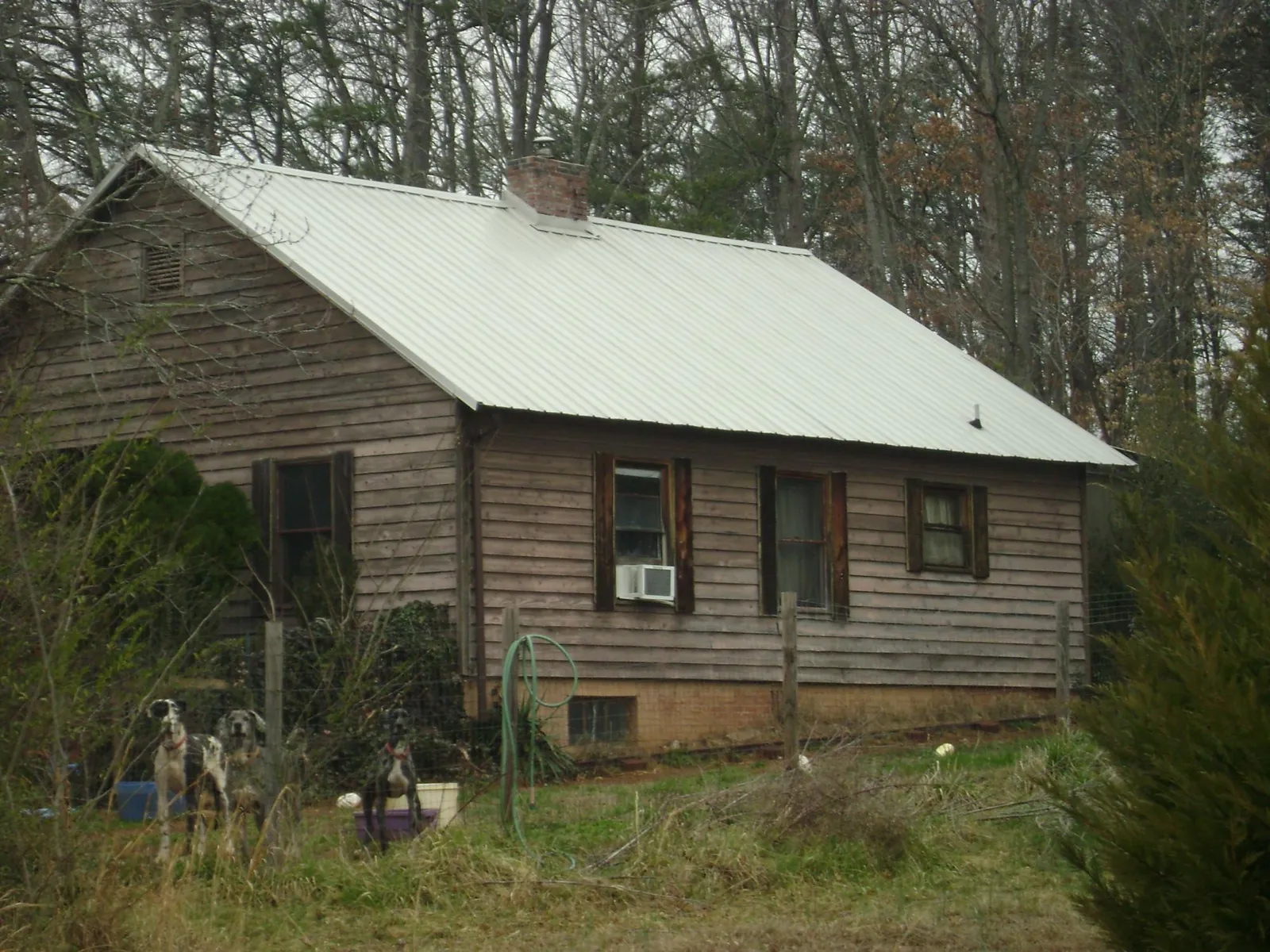 White metal roof on an old wood sided farmhouse, from a Metal Roof Installation job in Phippsburg